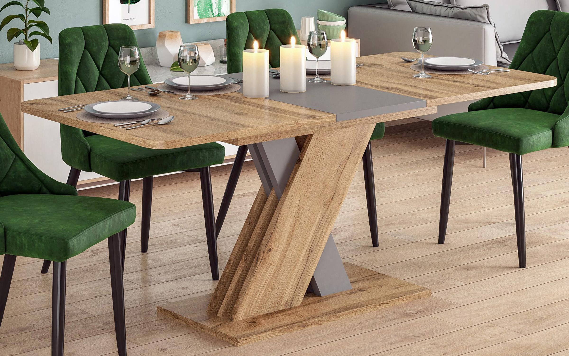 Masa dining Navara, stejar wotan + negru  3